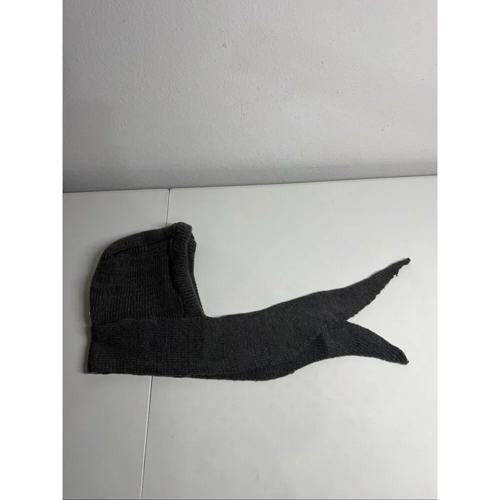 Knitted Winter Balaclava Thickened One-Piece Scarf Cap Hooded Y2K One Size Gray